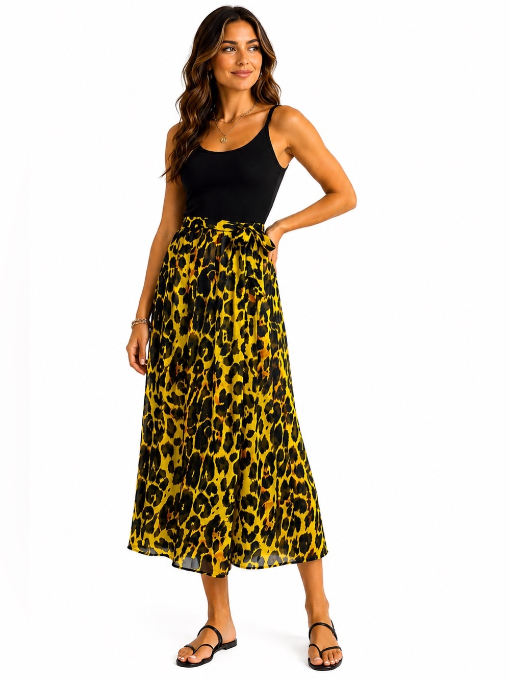 ASOS Yellow Leopard Print Wrap Midi Skirt NWT US 2 Animal Print Boho